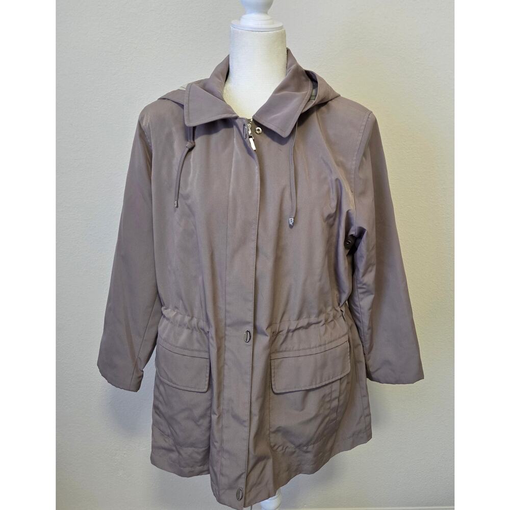 Croft & Barrow Beige Woman's Hooded Light Weight Parka Adjustable Waist Size L